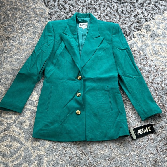 Vintage Morgan Miller Wool Blazer Skirt Suit Set Green 14 - Picture 2 of 13